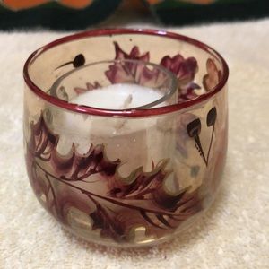 Yankee Candle Autumn/Fall Glass Votive w/candle 3”